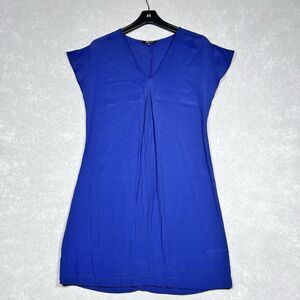 Madewell Shift Dress Womens XS X-Small Royal Blue Pockets V-Neck Viscose